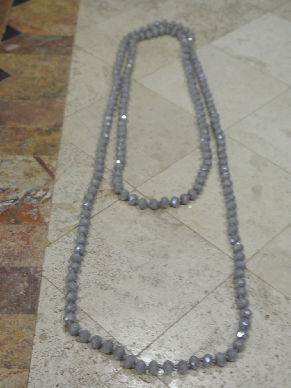 GRAY FACETED 29 INCH BEADED NECKLACE